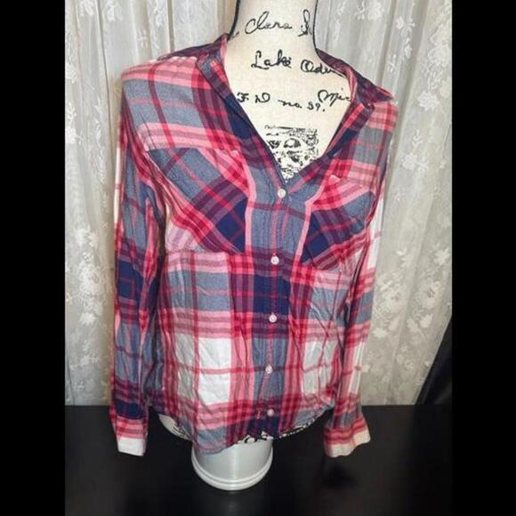 Express Tops - Express Plaid Button-Up Shirt - Size XS
